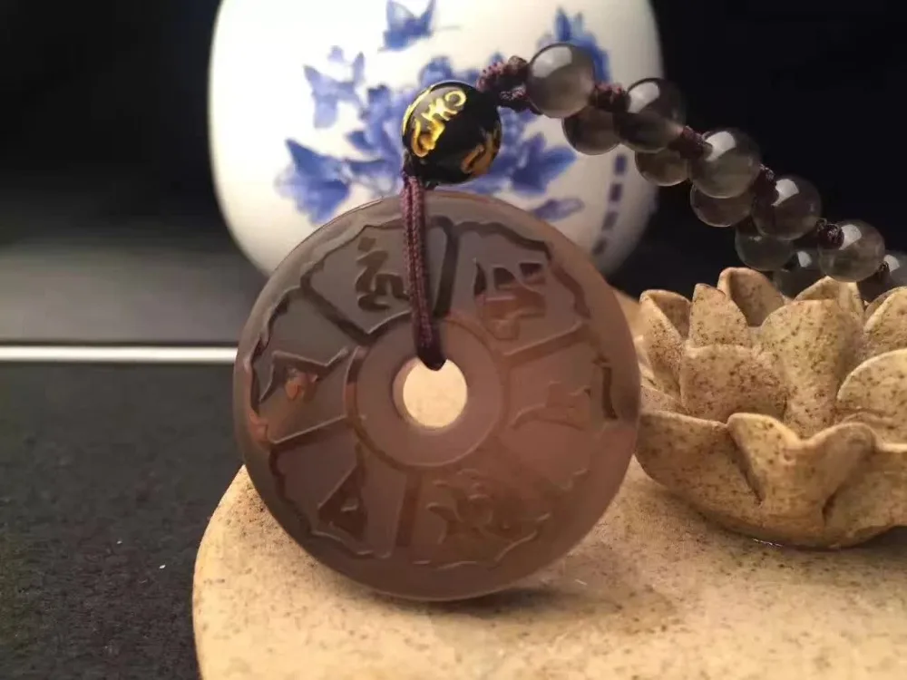 Ледяная Радуга обсидиан резьба Фортуна буддийские слова счастливый Амулет