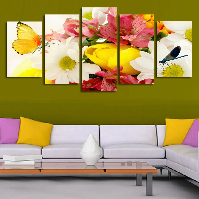 2017 лучшие модные картины 5 шт. (без рамки) Красочные цветы пейзаж печать живопись