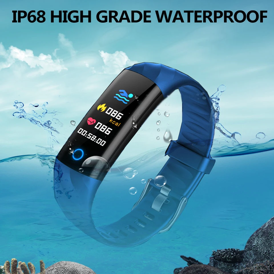 

Smart IP68 Bracelet Waterproof Sport Man Smartwatch Heart Rate Tracker Band Screen Fitness Tracker Armband Voor Android IOS
