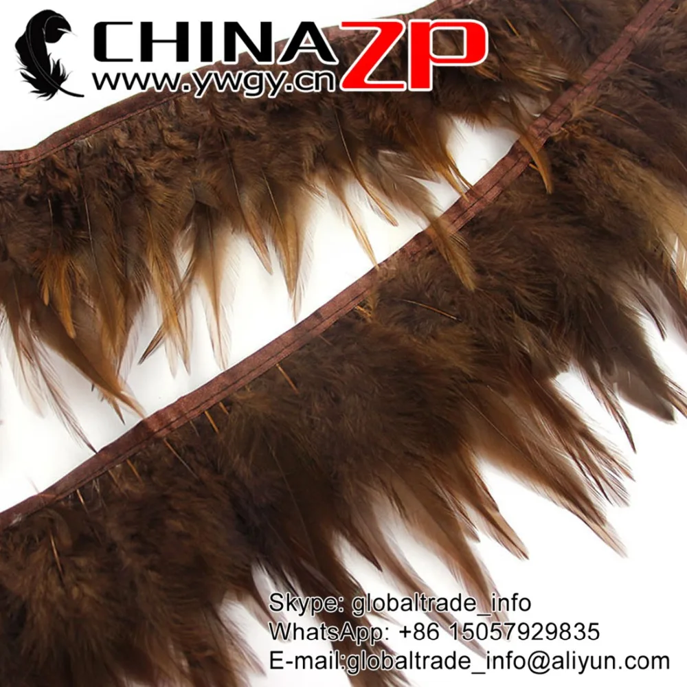 

CHINAZP Factory Top Quality Dyed Brown Chicken Rooster Saddle Feather Fringe Trim for Clothes Decorations