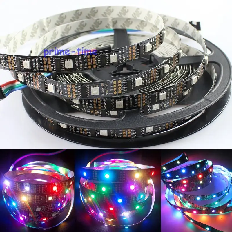

DC5V WS2801 32LED/M 160LEDs, 32 WS2801IC/M, 5M 5050 SMD Non-waterproof WS2801 LED Strip 12mm Black PCB Individually Addressable