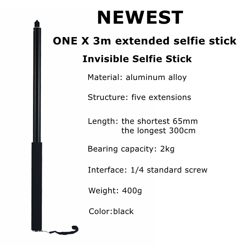 Телескопическая палка для селфи алюминиевая 3 м Insta360 ONE R X X2 GoPro Hero 9 8 7 6 5 Max