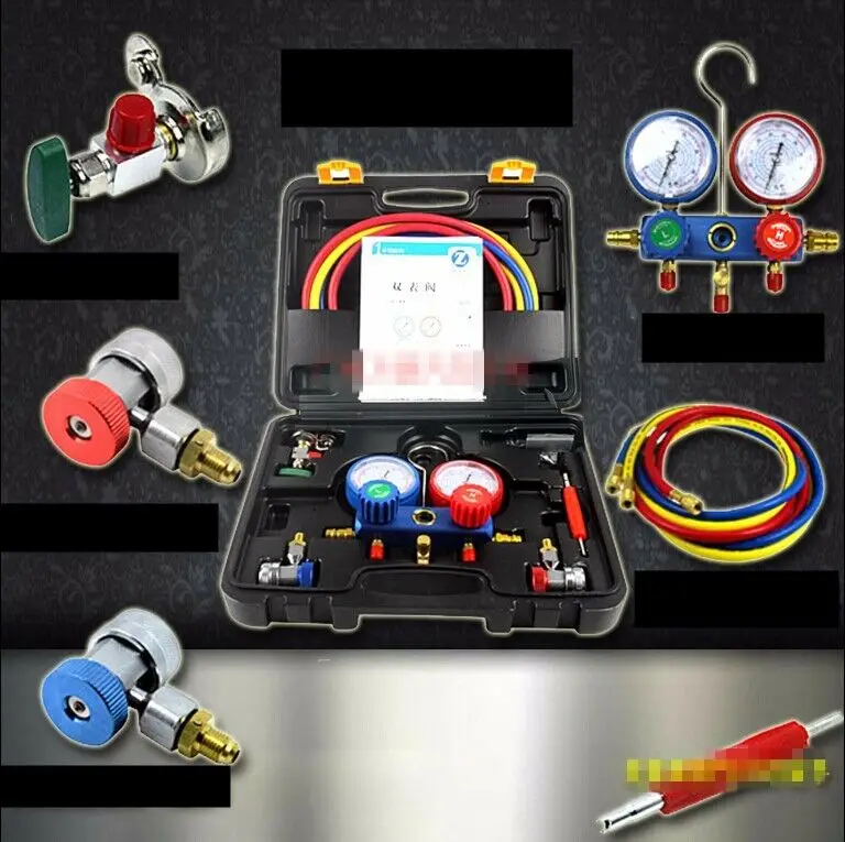 Автомобильный A/C хладагент R134a Таблица набор диагностические инструменты для