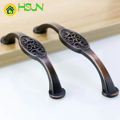 

Matte black brushed design European cabinet drawer handle American cabinet bedroom door handle Zinc alloy handle