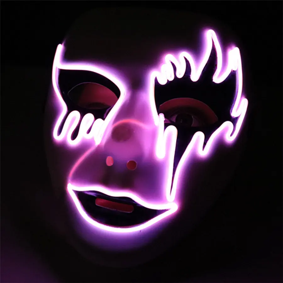 Pink Маска на все лицо на Хэллоуин, вечерние, звуко-реактивные, светодиодный, танцевальный, Рейв, светильник, Регулируемая Маска, Rave, Прямая поставка - Цвет: Pink