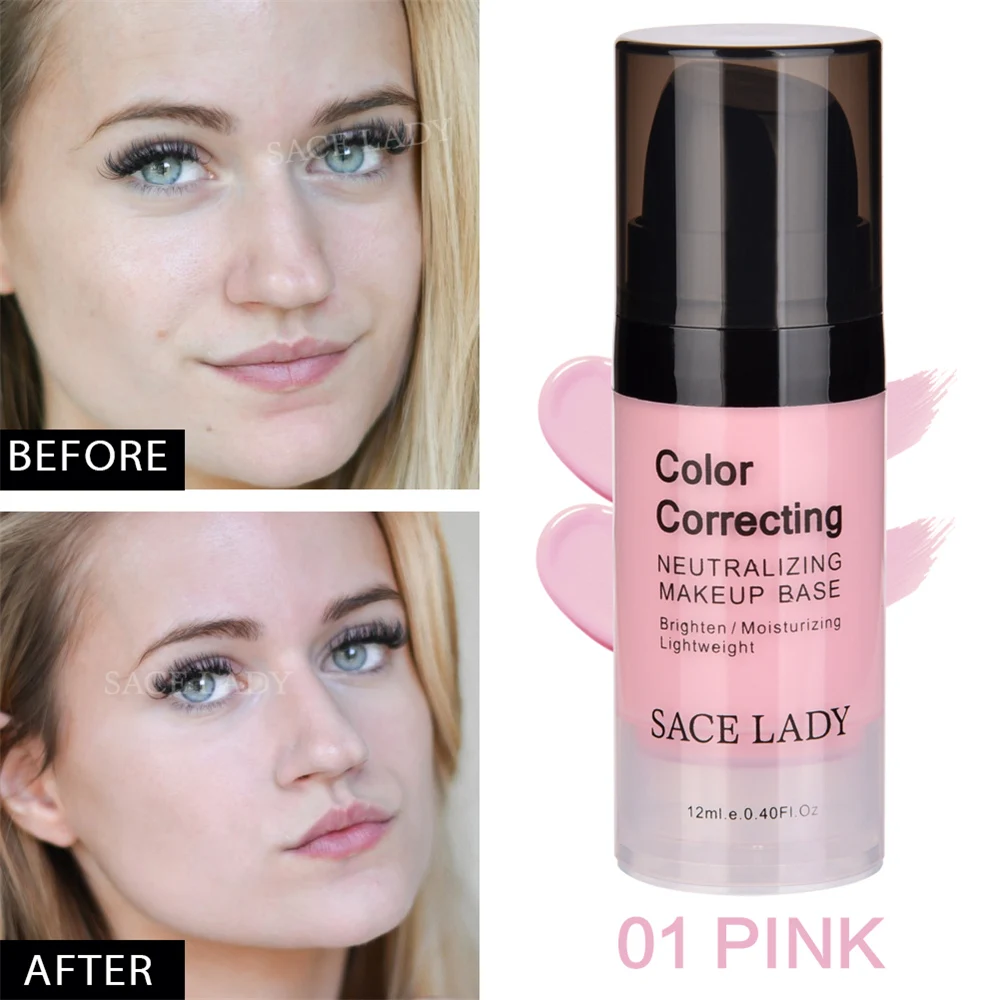 SACE LADY Праймер-корректор для лица, основа для макияжа, 12 мл, корректирующий цвет лица, крем, натуральный консилер, макияж, увлажняющий, косметический