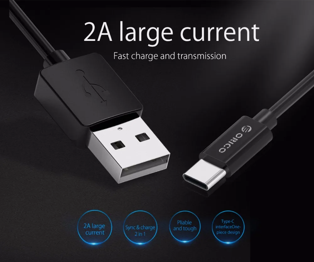 ORICO 2A USB кабель для синхронизации данных Реверсивный Type c зарядный Samsung Xiaomi Huawei Andriod