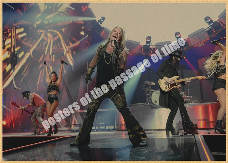 Motley Crue винтажная Ретро рок-группа музыкальная гитара матовая крафт-бумага античный плакат Настенная Наклейка домашний декор