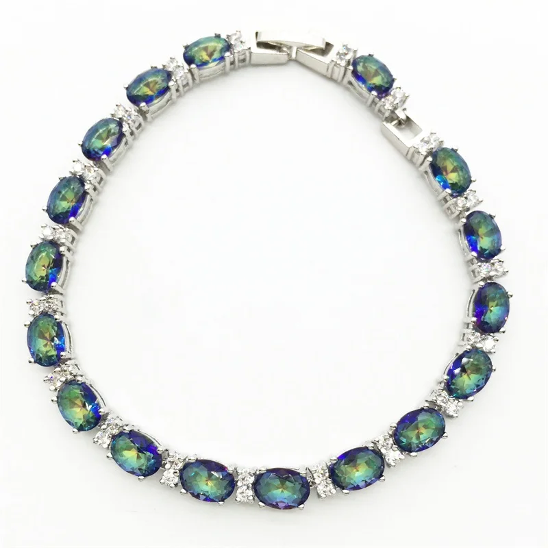 Лучшие Качественные браслеты белого золота цвета голубой радуги мистический