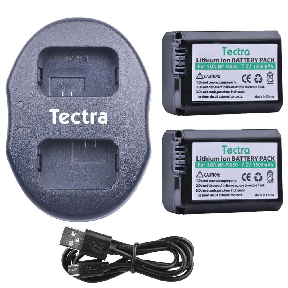 Аккумулятор Tectra 1500 мАч NP FW50 NPFW50 + двойное зарядное устройство USB для Sony Alpha a6500 a6300