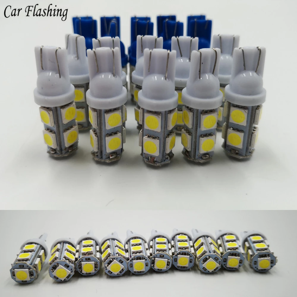 100 шт. Автомобильные светодиодные лампы s 194 168 W5W T10 9SMD 5050|Сигнальная лампа| |