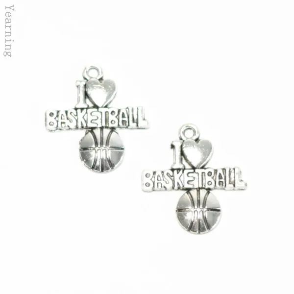 Yearning Jewelry Findings Vintage Silver Alloy I Love Basketball Pendant Charms Fit Nacklace Bracelet 21*20MM 60pcs/lot | Украшения и