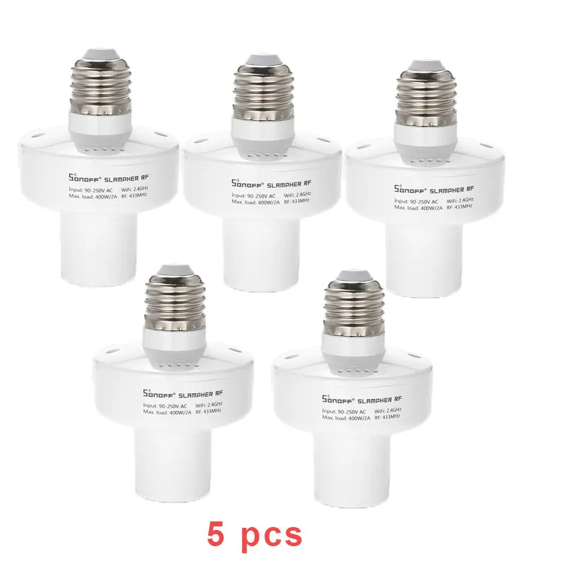 5 pcs Sonoff Slampher умный WiFi держатель света Wifi переключатель умный дом E27 держатель лампы прерыватель для Alexa Google Home - Комплект: 5 pcs
