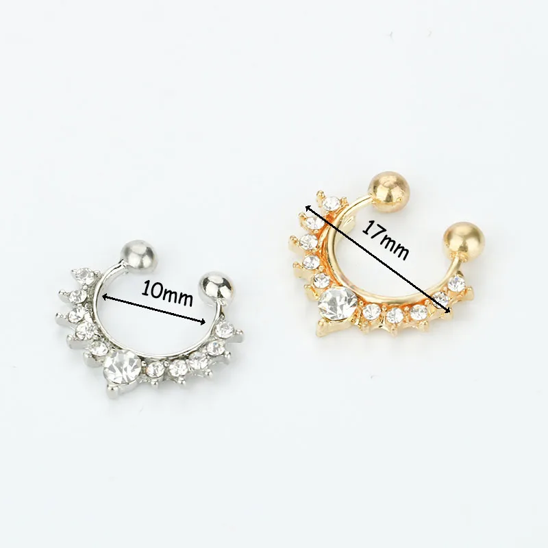 1 шт. простые поддельные носовые кольца с перегородкой Кристальное кликер не