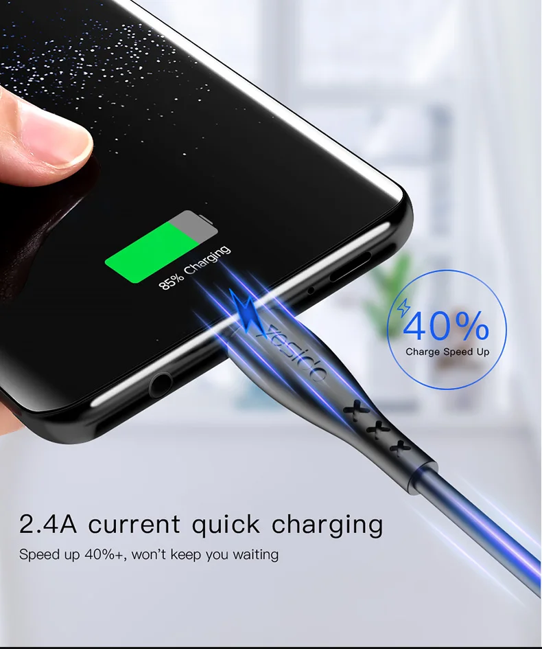 Yesido CA26 usb type-C кабель для samsung S10 S9 S8 Plus быстрое зарядное устройство type-c кабель для Xiaomi huawei One Plus 6 USB C Кабели шнур