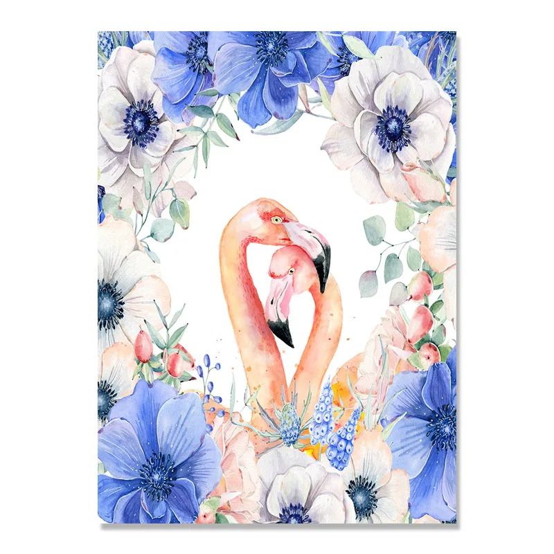 Flamingos Purple Flower Nordic Poster Wall Art Canvas Painting Picture Cuadros Decoracion Pictures For Living Room Unframed | Дом и сад