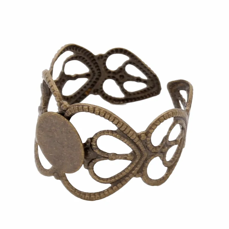 10 шт./лот Ювелирное кольцо винтажная бронзовая Кабошон камея основание стекло