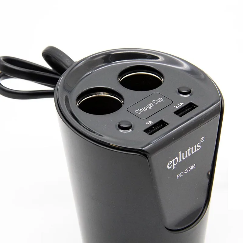 12V-24V eplutus FC 336 Car Cigarette Lighter Socket Splitter Plug USB Charger Adapter Detection For Phone MP3 DVR Accessories | Автомобили