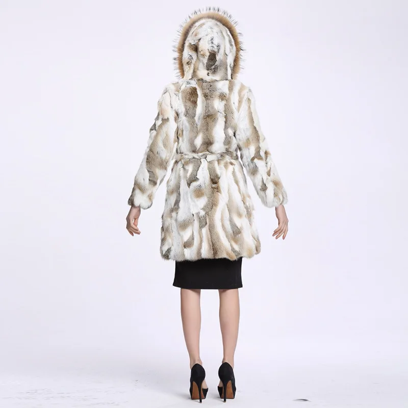 Bafei Европейский воротник из меха енота продажа Взрывобезопасное длинное кожаное