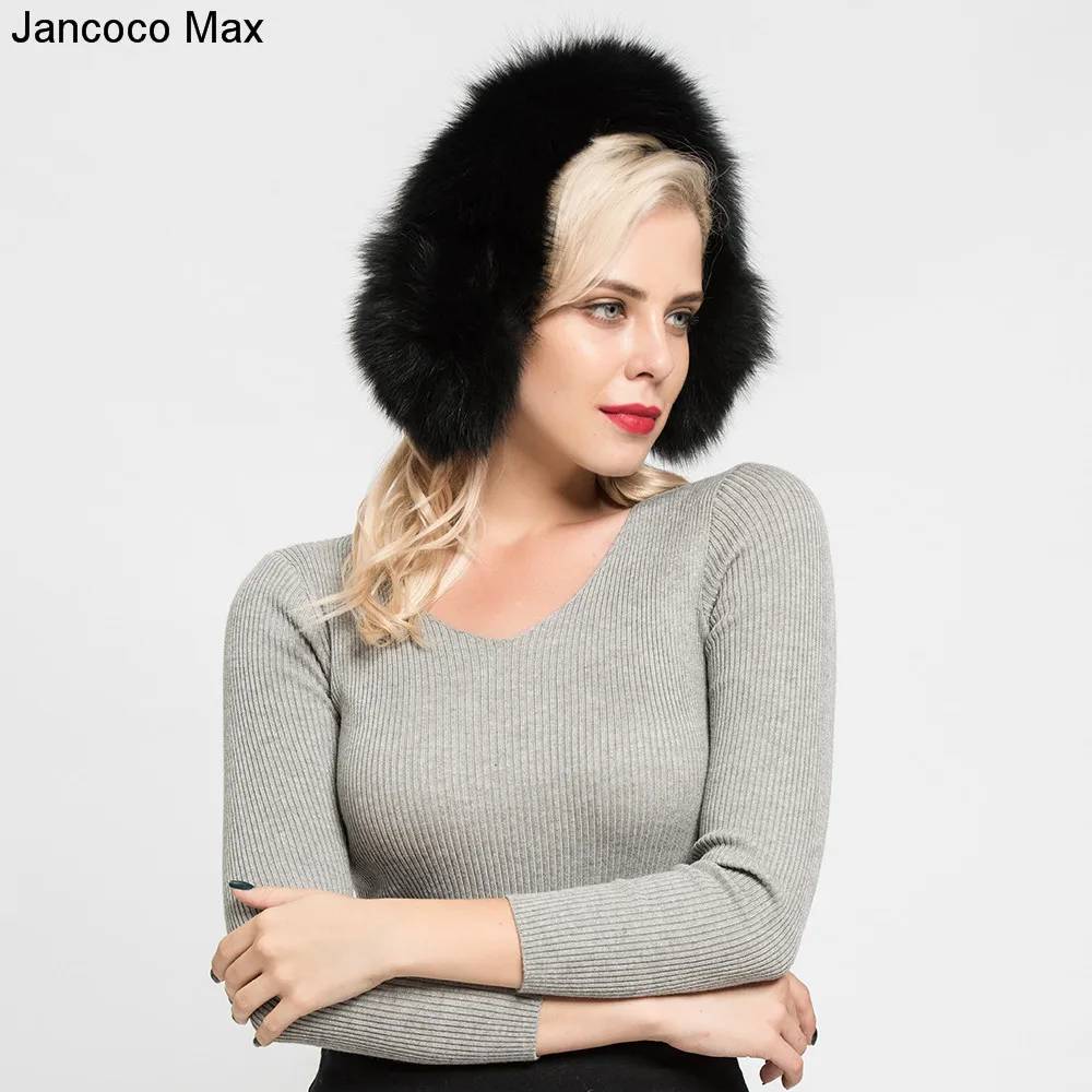 Jancoco Max+ натуральным лисьим мехом Наушники для защиты от холода, шарф, зимний теплый Одежда высшего качества шапки-ушанки Для женщин S7136