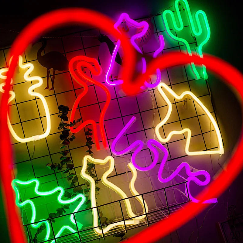 FFLACELL ночник настольная лампа LED неоновый кактус ананас Рождественская елка на