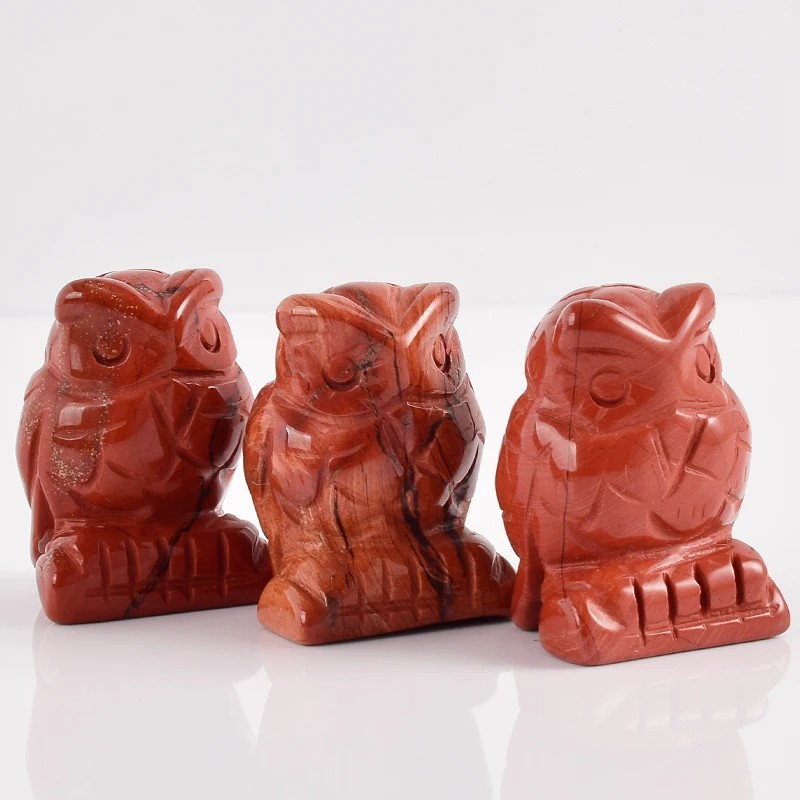 1.5 Inch owl Figurines red jasper crystal statue Craft Carved Natural Stone minerals Mini Animals Statue for Home Decor | Дом и сад