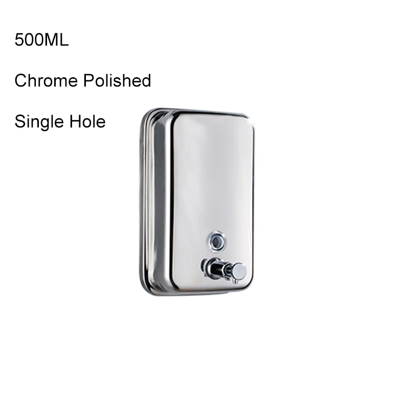 500mL Chrome Дозаторы жидкого мыла 1500 мл 304 нержавеющая сталь настенный дозатор жидкого мыла для ванной комнаты - Цвет: 500mL Chrome