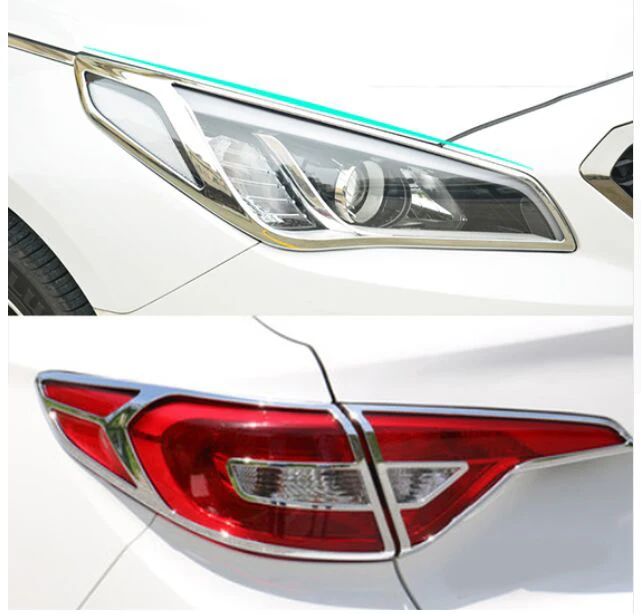 

Аксессуары подходят для HYUNDAI SONATA LF 2015 2016, хромированная крышка передней и задней лампы, отделка, Молдинг