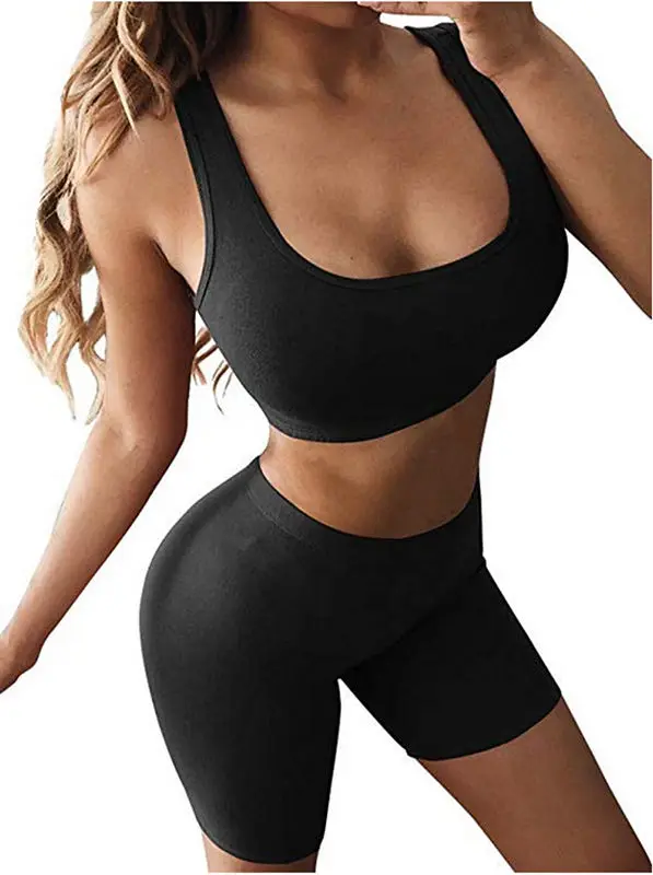 Женский комплект из 2 предметов короткий топ и шорты облегающие наряды