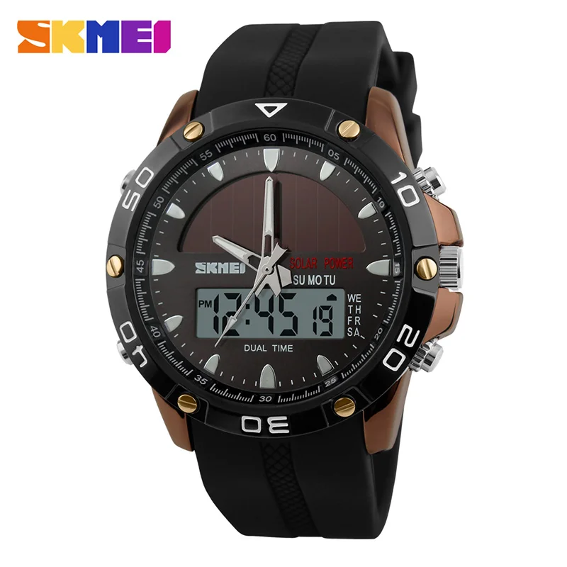 Coffee Gold SKMEI модные спортивные часы мужские цифровые часы Chrono Будильник 5 бар водонепроницаемые кварцевые наручные часы Relogio Masculino 1064 - Цвет: Coffee Gold