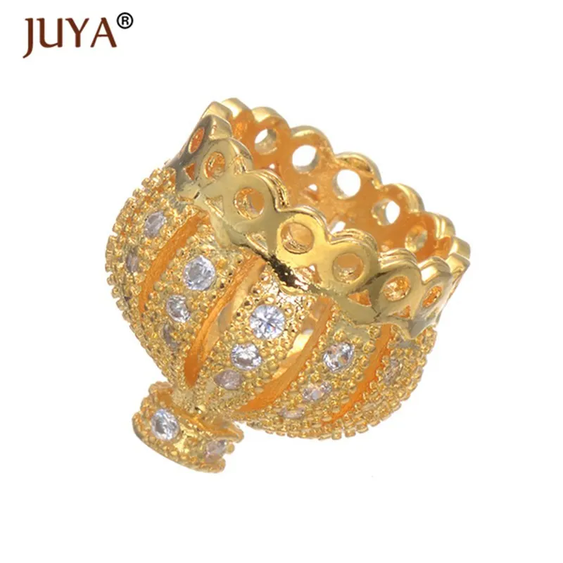 4pcs gold color Поставки для ювелирных изделий 4 шт. микро проложить Циркон 13 мм Корона из бисера кисточкой колпачки DIY бусины кисточкой ожерелье серьги фурнитура - Цвет: 4pcs gold color