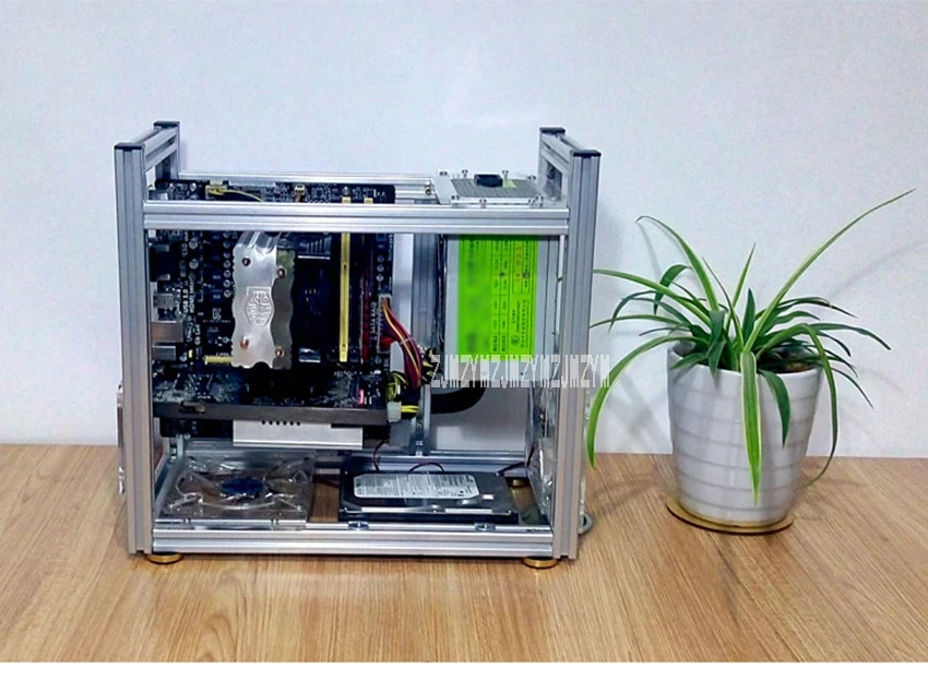 DIY алюминиевый чехол для компьютера Настольный ПК компьютер шасси стойка для ATX материнская плата с USB аудио интерфейс переключатель модуль
