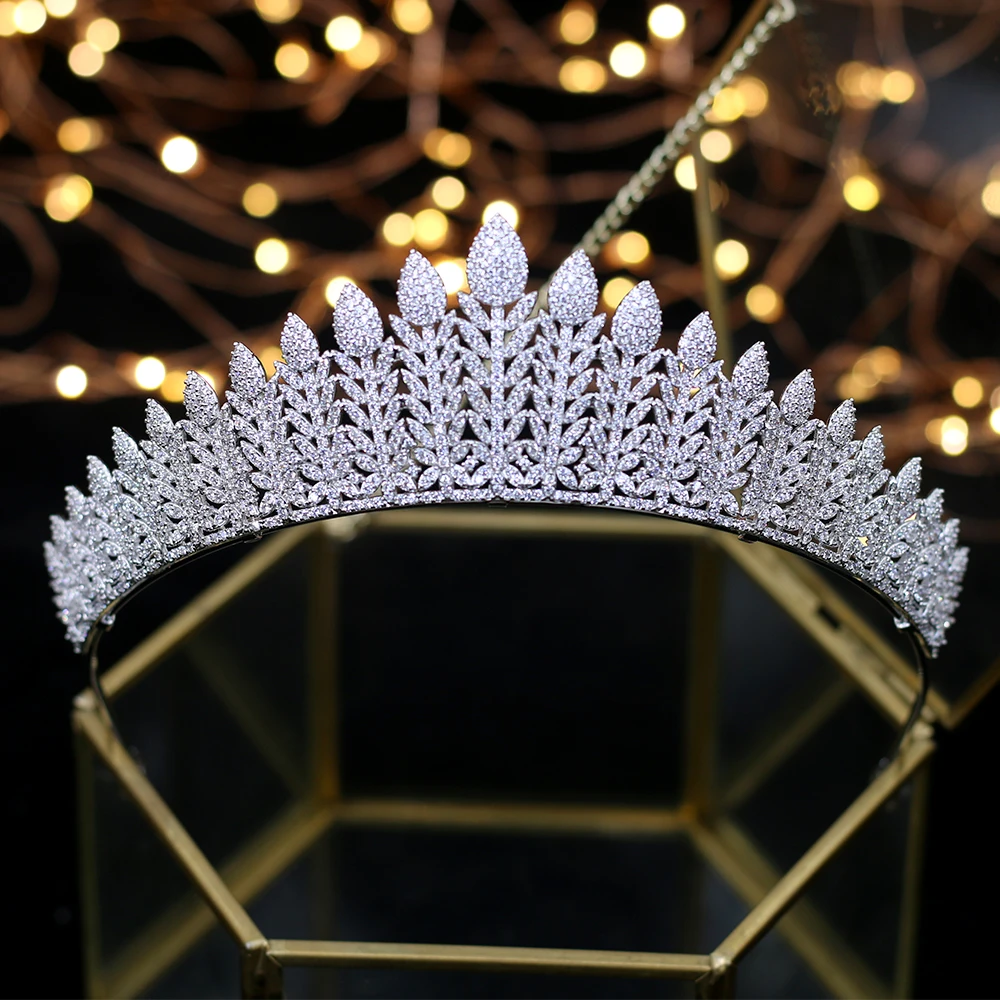 

New European Brides Zircon Wedding Tiaras Drop-water Crystal Hairbands for Bridal Evening Hair Jewelry Bridesmaid Accessory