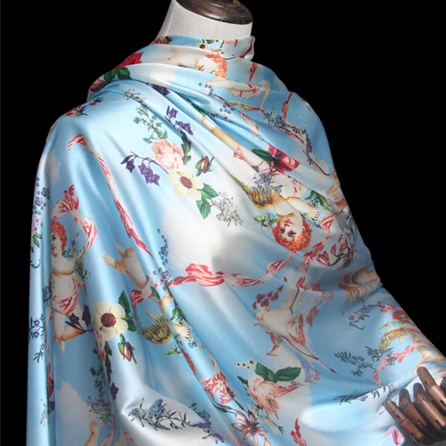 Angel digital stretch silk satin fabric soft shirt dress catwalk natural wholesale cloth Дом и сад