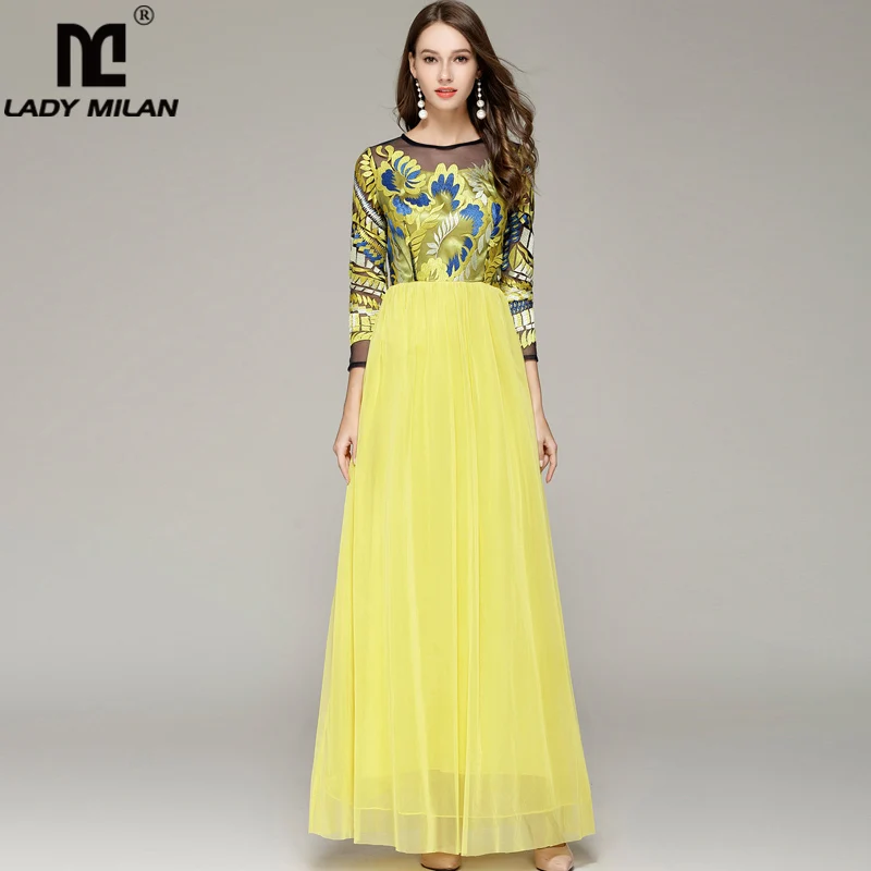Леди Милана 2019 женские с круглым вырезом длинными рукавами вышивка