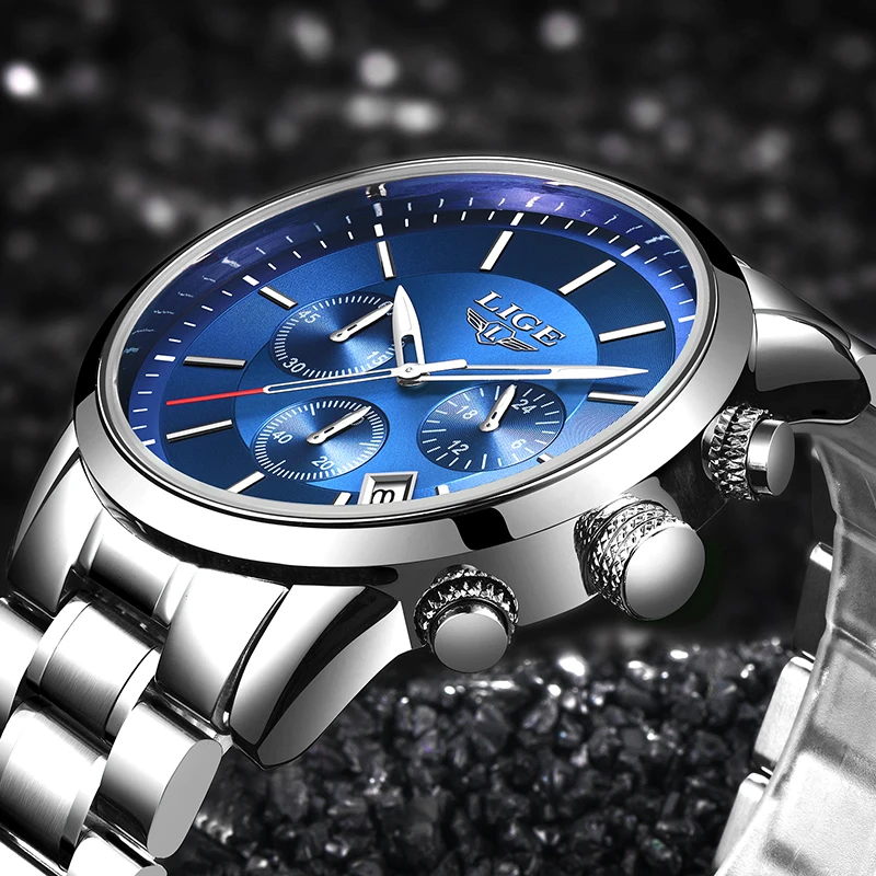 Мужские часы LIGE армейские водонепроницаемые спортивные из стали 2019|Мужские часы|