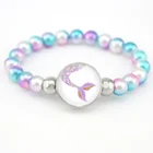 Браслеты с бусинами в виде русалки, амулеты-фламинго, единорог, 18 мм, кнопки, купол, кабошон, модная Подарочная бижутерия для девушек и женщин