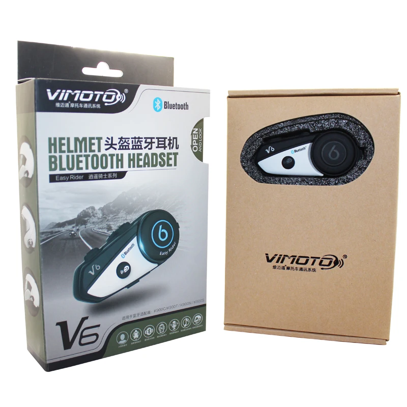 Гарнитура Vimoto V6 BT для мотоциклетного шлема Интерком одновременно пара 2