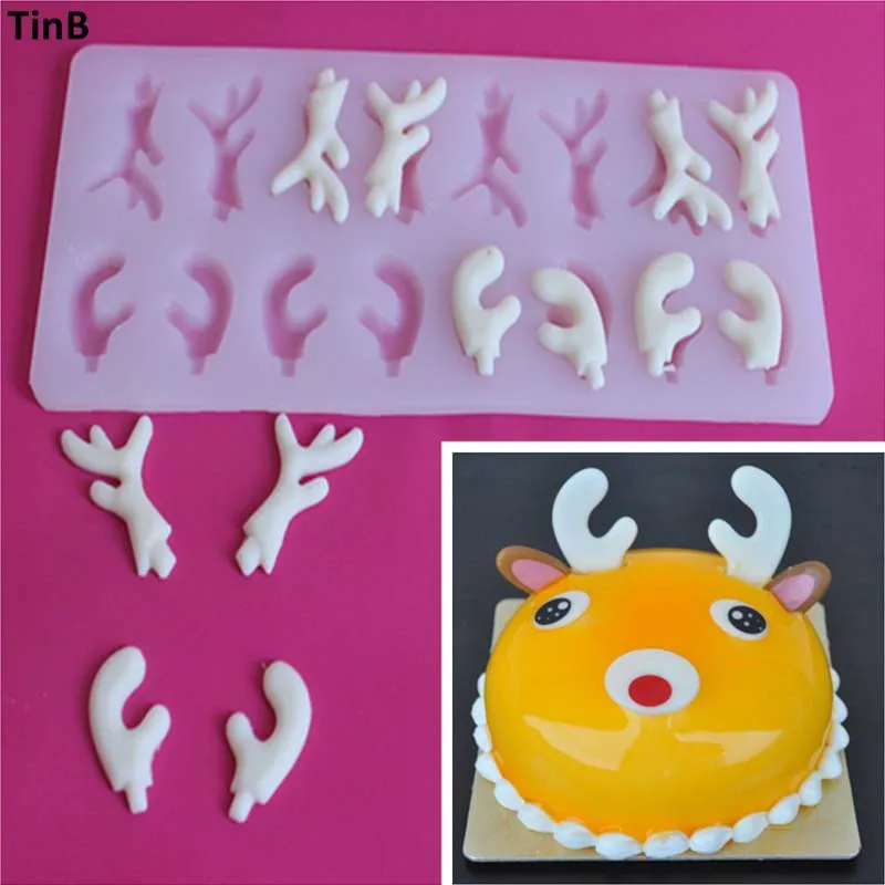 

Рождественский подарок, силиконовая форма в форме рогов, инструменты для украшения тортов, форма для шоколада, маффинов, противень, трафарет для выпечки тортов