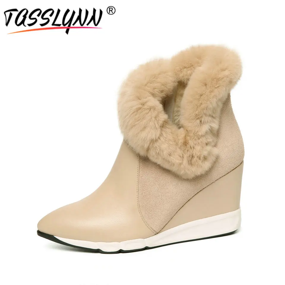 Taslynn/2018 замшевые ботильоны из коровьей кожи женская теплая плюшевая зимняя обувь