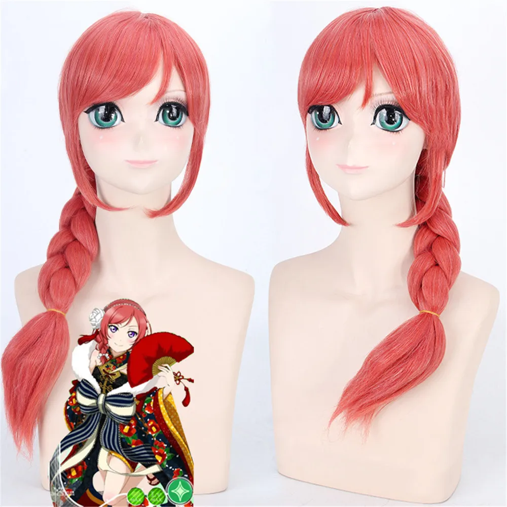 Любовь Live Maki Nishikino арбуз красный Аниме косплей парик длинные плетеные парики для