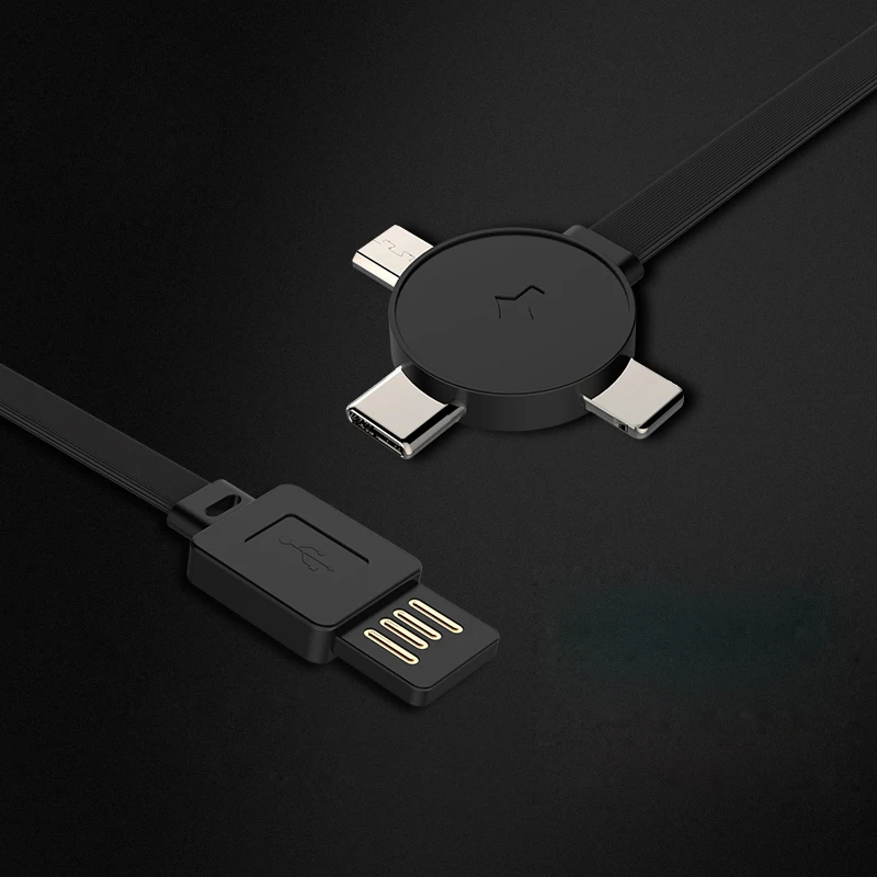 Высококачественный настраиваемый TPE 3 в 1 Выдвижной Micro USB кабель для