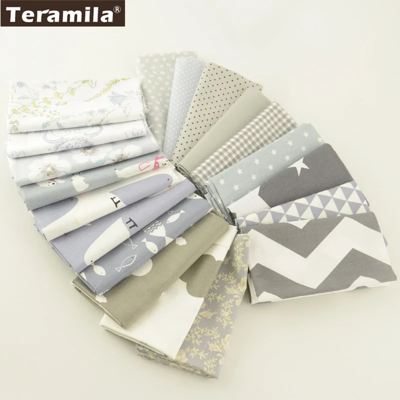 Хлопок Teramila ткань цвет: серый и белый украшение постельного белья|charm packs|quilting charm
