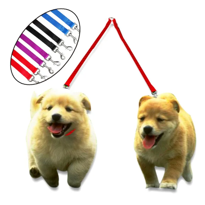 1PCS One Pulling Two-headed Dog Traction Rope Collars Harnesses Leads Leash With Polyester A Pets For Puppy W | Дом и сад