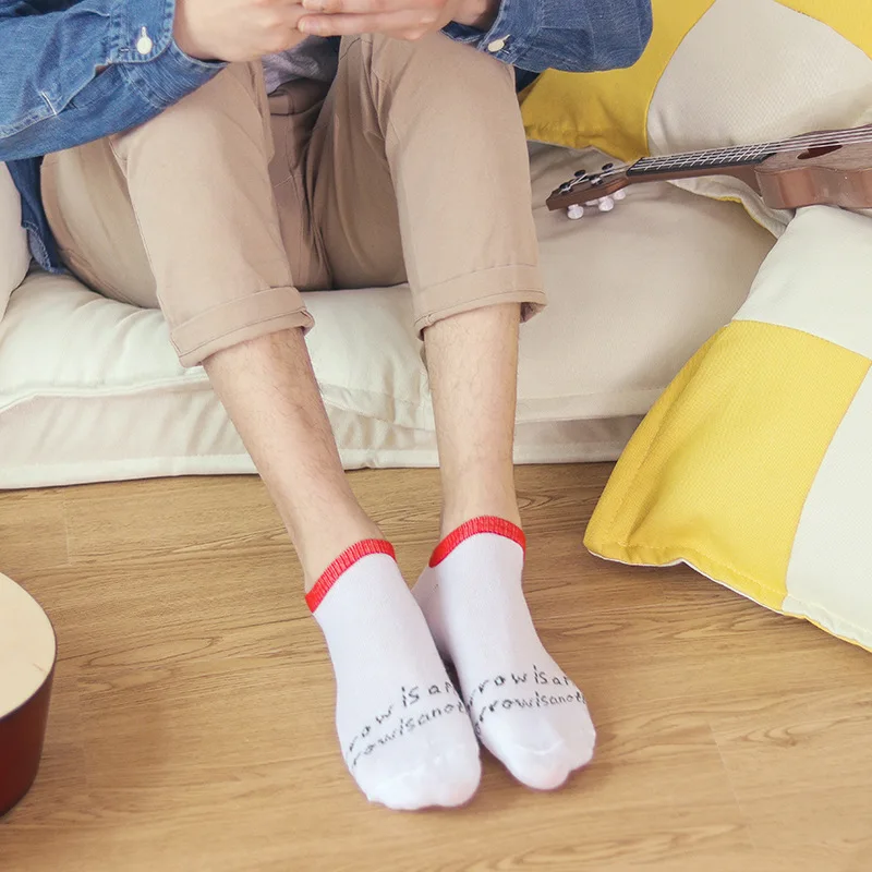 5 пар/лот мужские носки летние дышащие короткие с принтом tomorrow is a fine day обувь для