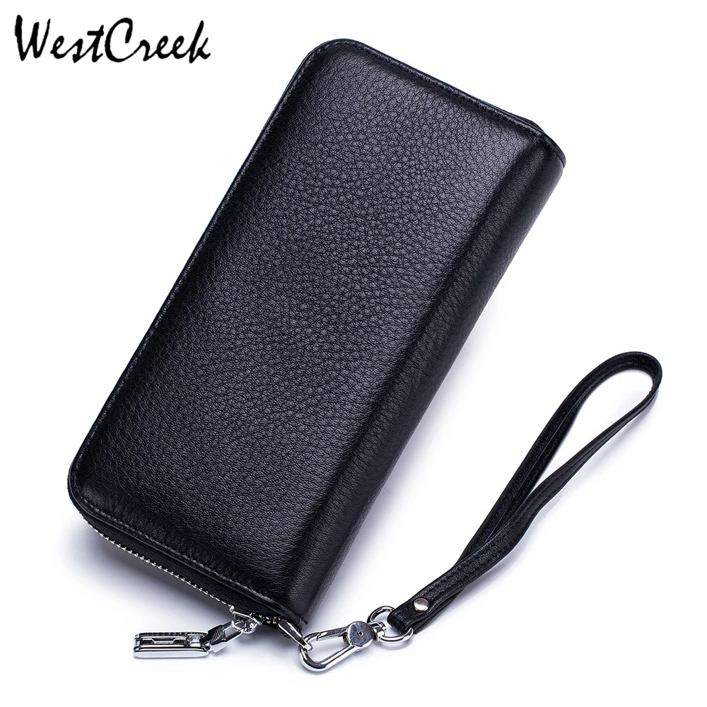 WESTCREEK брендовый RFID клатч из натуральной кожи для мужчин и женщин кошельки