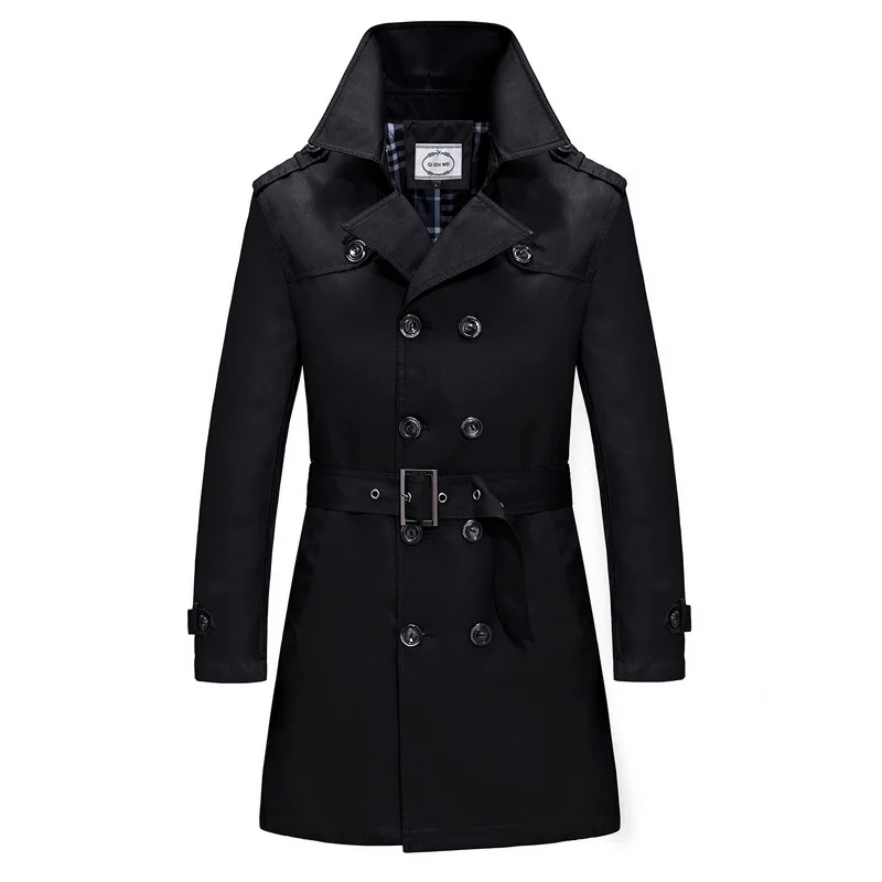 Black 5XL мужские парки, длинные тренчи, весенние мужские деловые куртки, мужские манто homme, тонкое пальто, ветровка h109 - Цвет: Black