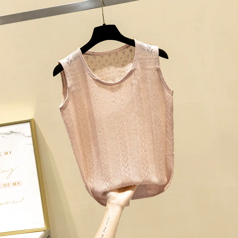 Женский трикотажный топ повседневный летний жилет без рукавов на бретельках с