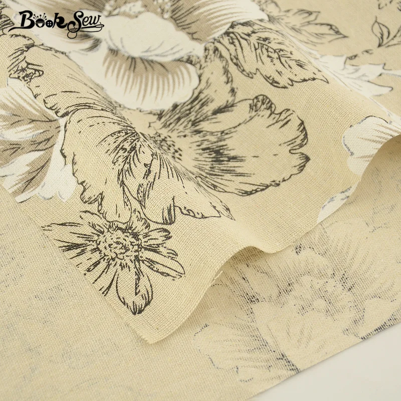 Тканевая ткань Booksew для квилтинга хлопчатобумажная льняная с цветочным принтом