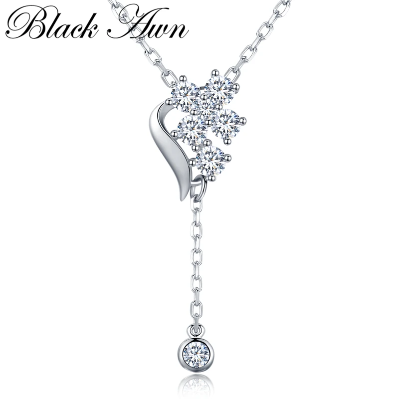 Женское ожерелье с подвеской BLACK AWN из стерлингового серебра 925 пробы сердечком K020